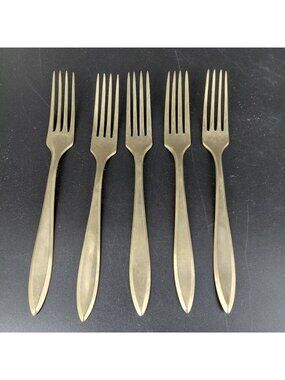 Dirigold Regal Fork Set 5 Gold Table Dinner Dirilyte Alloy Flatware Sweden